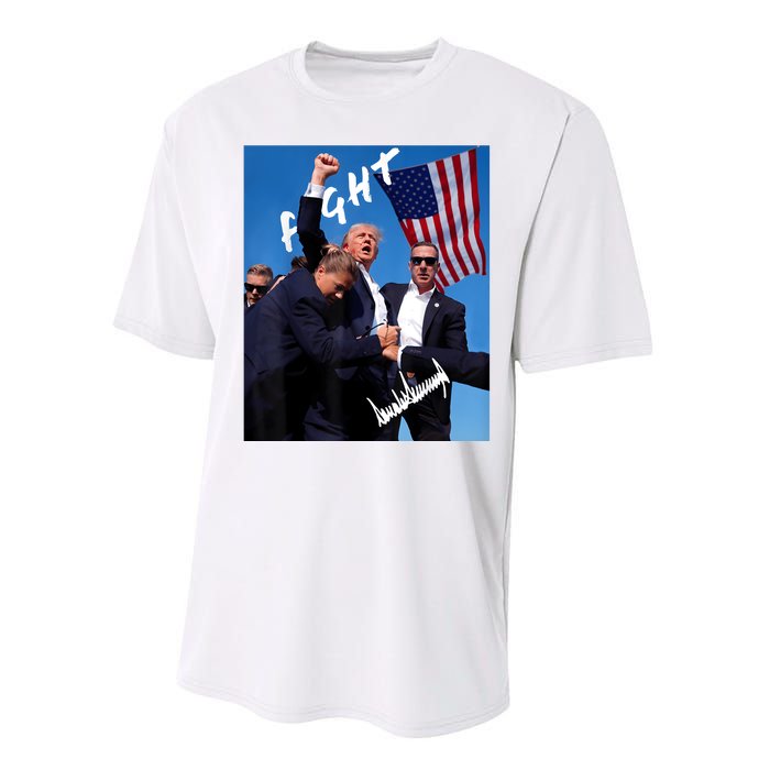 Trump Fight With Fist In Air Facsimile Signature Performance Sprint T-Shirt