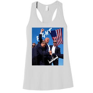 Trump Fight With Fist In Air Facsimile Signature Women's Racerback Tank