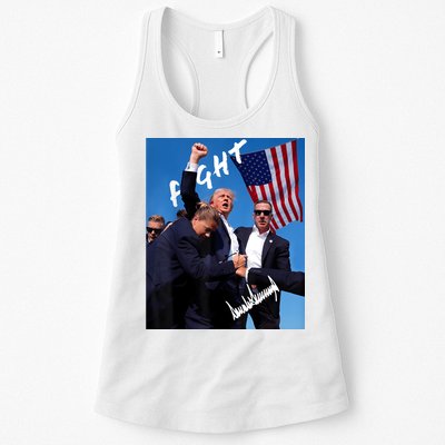 Trump Fight With Fist In Air Facsimile Signature Womens Tank Top