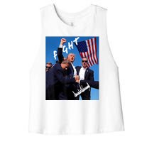 Trump Fight With Fist In Air Facsimile Signature Women's Racerback Cropped Tank