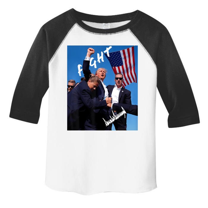 Trump Fight With Fist In Air Facsimile Signature Toddler Fine Jersey T-Shirt