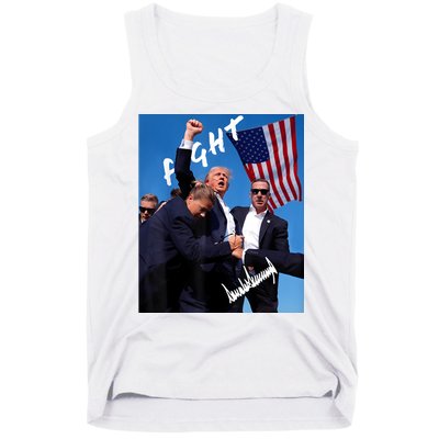 Trump Fight With Fist In Air Facsimile Signature Tank Top