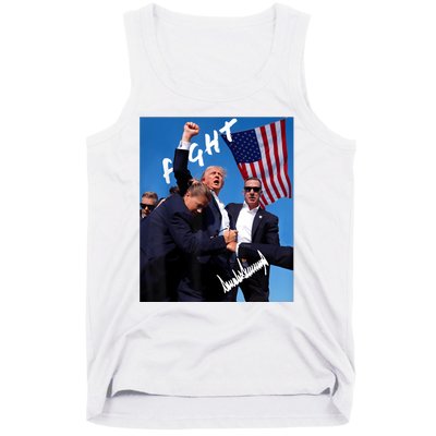 Trump Fight With Fist In Air Facsimile Signature Tank Top