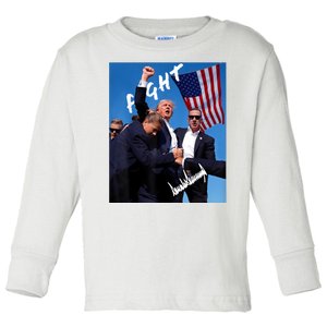 Trump Fight With Fist In Air Facsimile Signature Toddler Long Sleeve Shirt