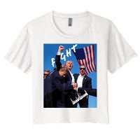 Trump Fight With Fist In Air Facsimile Signature Women's Crop Top Tee