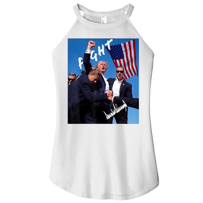 Trump Fight With Fist In Air Facsimile Signature Women's Perfect Tri Rocker Tank