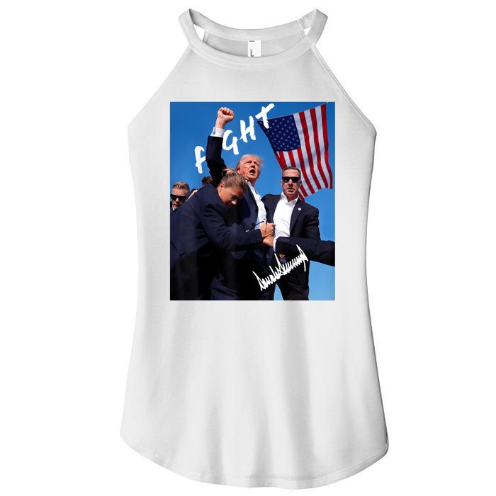 Trump Fight With Fist In Air Facsimile Signature Women's Perfect Tri Rocker Tank