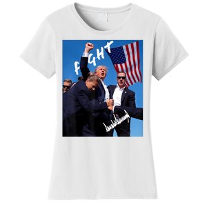 Trump Fight With Fist In Air Facsimile Signature Women's T-Shirt