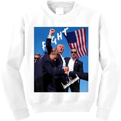 Trump Fight With Fist In Air Facsimile Signature Kids Sweatshirt