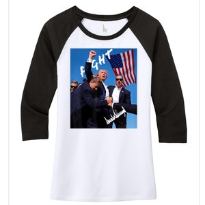 Trump Fight With Fist In Air Facsimile Signature Women's Tri-Blend 3/4-Sleeve Raglan Shirt