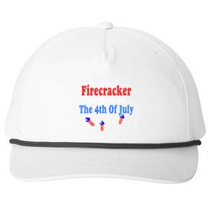 This Firecracker Was Born On The 4th Of July Birthday Usa Us Gift Snapback Five-Panel Rope Hat