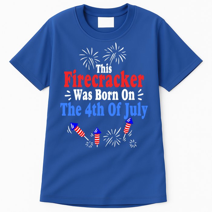 This Firecracker Was Born On The 4th Of July Birthday Usa Us Gift Tall T-Shirt