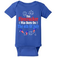 This Firecracker Was Born On The 4th Of July Birthday Usa Us Gift Baby Bodysuit