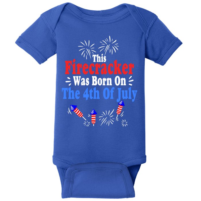 This Firecracker Was Born On The 4th Of July Birthday Usa Us Gift Baby Bodysuit