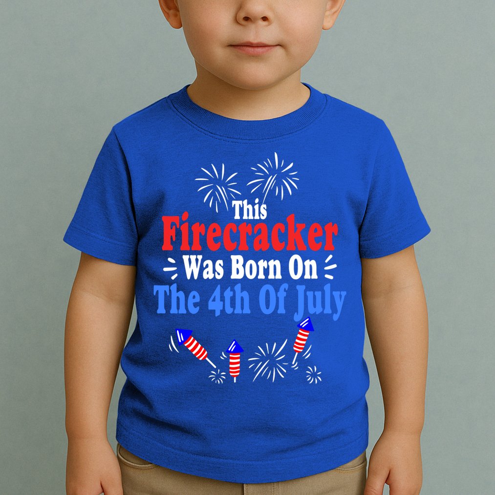 This Firecracker Was Born On The 4th Of July Birthday Usa Us Gift Toddler T-Shirt