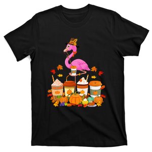 Thanksgiving Flamingo Wearing Hat Fall Coffee Cups Lover T-Shirt