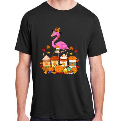 Thanksgiving Flamingo Wearing Hat Fall Coffee Cups Lover Adult ChromaSoft Performance T-Shirt