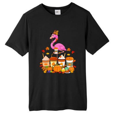 Thanksgiving Flamingo Wearing Hat Fall Coffee Cups Lover Tall Fusion ChromaSoft Performance T-Shirt