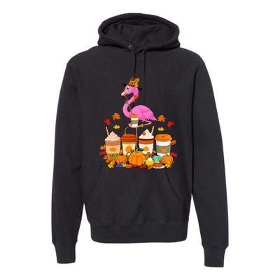 Thanksgiving Flamingo Wearing Hat Fall Coffee Cups Lover Premium Hoodie