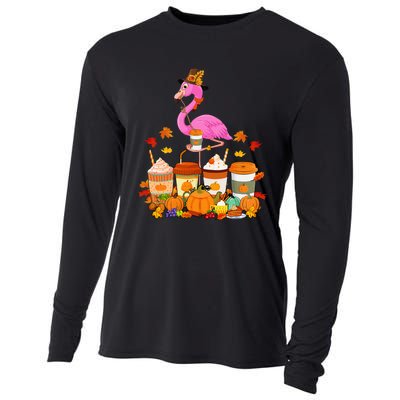 Thanksgiving Flamingo Wearing Hat Fall Coffee Cups Lover Cooling Performance Long Sleeve Crew