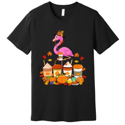 Thanksgiving Flamingo Wearing Hat Fall Coffee Cups Lover Premium T-Shirt