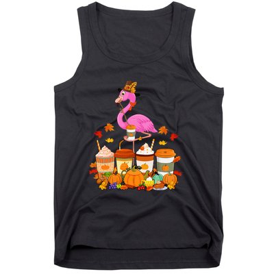 Thanksgiving Flamingo Wearing Hat Fall Coffee Cups Lover Tank Top