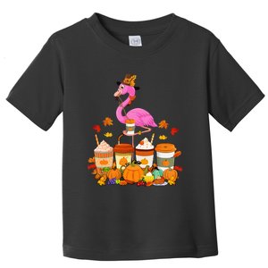 Thanksgiving Flamingo Wearing Hat Fall Coffee Cups Lover Toddler T-Shirt