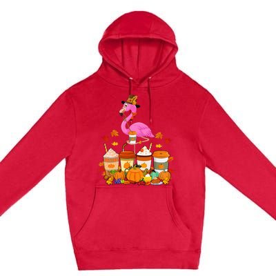 Thanksgiving Flamingo Wearing Hat Fall Coffee Cups Lover Premium Pullover Hoodie