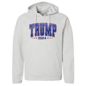 Trump For Women 2024 Retro Trump Girl Maga Trump 2024 Performance Fleece Hoodie