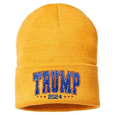 Trump For Women 2024 Retro Trump Girl Maga Trump 2024 Sustainable Knit Beanie