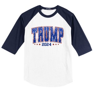 Trump For Women 2024 Retro Trump Girl Maga Trump 2024 Baseball Sleeve Shirt