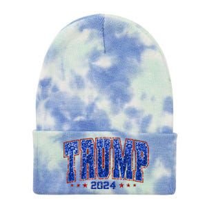 Trump For Women 2024 Retro Trump Girl Maga Trump 2024 Tie Dye 12in Knit Beanie