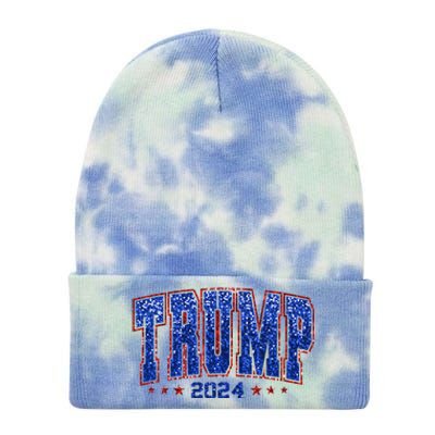 Trump For Women 2024 Retro Trump Girl Maga Trump 2024 Tie Dye 12in Knit Beanie