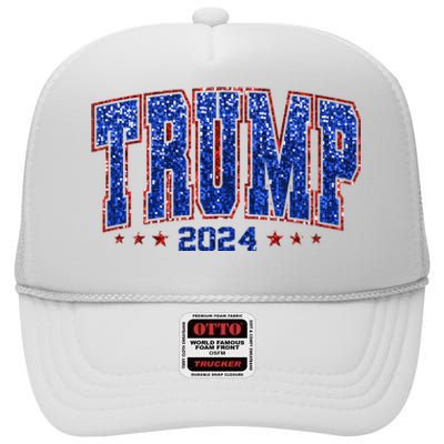 Trump For Women 2024 Retro Trump Girl Maga Trump 2024 High Crown Mesh Back Trucker Hat