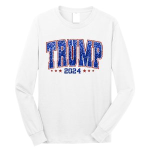 Trump For Women 2024 Retro Trump Girl Maga Trump 2024 Long Sleeve Shirt