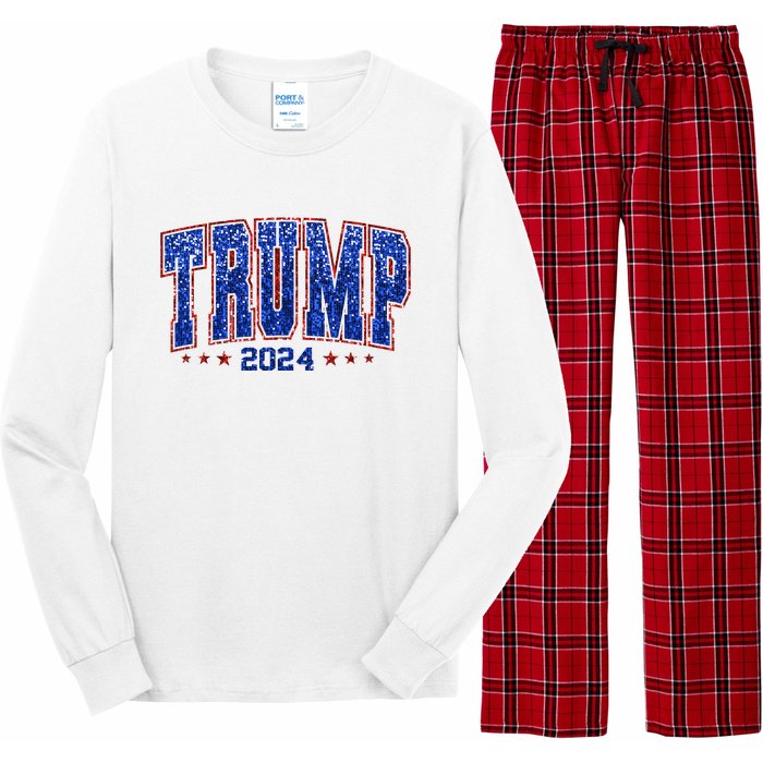 Trump For Women 2024 Retro Trump Girl Maga Trump 2024 Long Sleeve Pajama Set