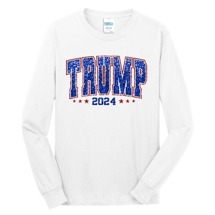 Trump For Women 2024 Retro Trump Girl Maga Trump 2024 Tall Long Sleeve T-Shirt