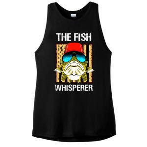 The Fish Whisperer American Flag Ladies PosiCharge Tri-Blend Wicking Tank