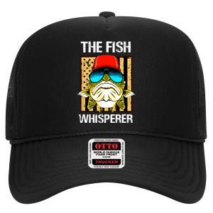 The Fish Whisperer American Flag High Crown Mesh Back Trucker Hat