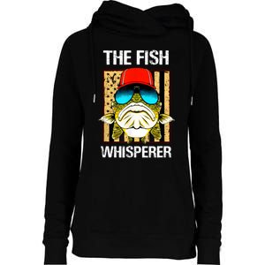 The Fish Whisperer American Flag Womens Funnel Neck Pullover Hood