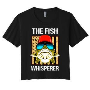 The Fish Whisperer American Flag Women's Crop Top Tee