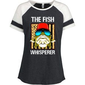 The Fish Whisperer American Flag Enza Ladies Jersey Colorblock Tee