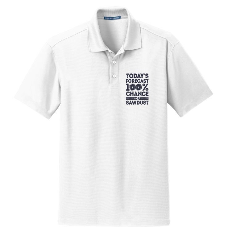 Todays Forecast Woodworking Funny Woodworker Dad Dry Zone Grid Polo