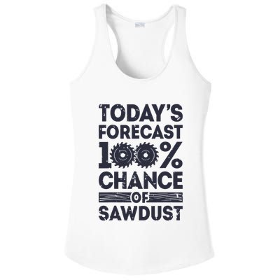 Todays Forecast Woodworking Funny Woodworker Dad Ladies PosiCharge Competitor Racerback Tank
