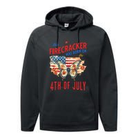 This Firecracker Was Born On The Fourth Of July Birthday Performance Fleece Hoodie