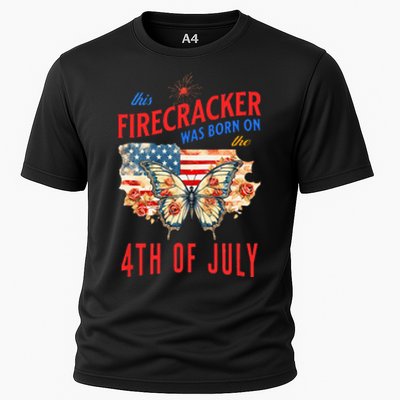 This Firecracker Was Born On The Fourth Of July Birthday Cooling Performance Crew T-Shirt