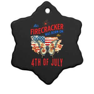 This Firecracker Was Born On The Fourth Of July Birthday Ceramic Star Ornament