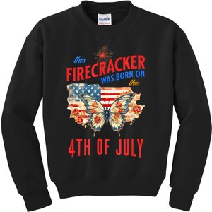 This Firecracker Was Born On The Fourth Of July Birthday Kids Sweatshirt