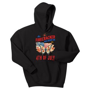 This Firecracker Was Born On The Fourth Of July Birthday Kids Hoodie