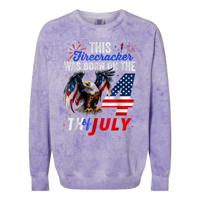 This Firecracker Was Born On The Fourth Of July Birthday Colorblast Crewneck Sweatshirt